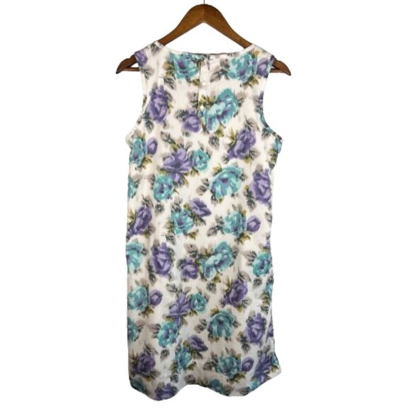 Lands' End Womens Cotton Sleeveless Watercolor Floral Dress Sz 12 Summer Pockets - Picture 10 of 14